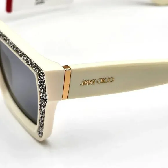 Jimmy Choo 51MM Embellished White/Ivory Rectangle Sunglasses - Picture 5 of 13